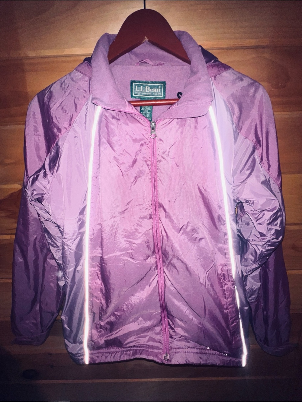 L.L. Bean Pink Kids Hooded Jacket with Reflective Trim
